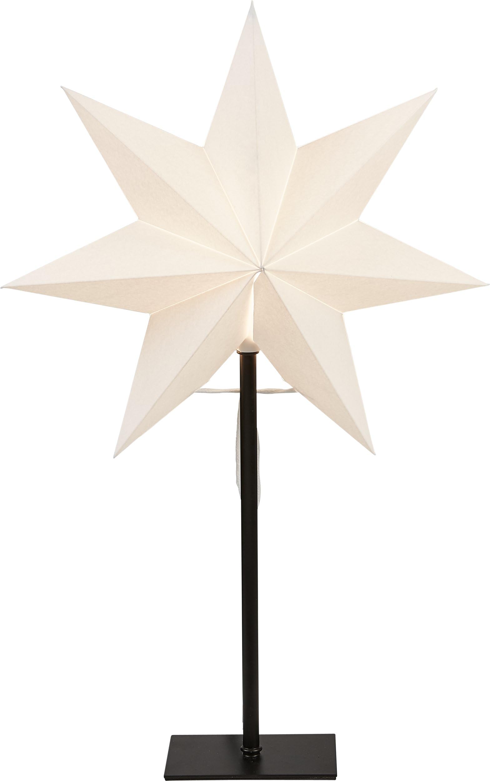 EGLO Tischlampe mit Weihnachtsstern 3D Dekostern | beleuchtet aus Papier mit Metall-Sockel, Tischleuchte Weihnachten in schwarz und weiß mit Kabel, E14 Fassung, 55 cm
