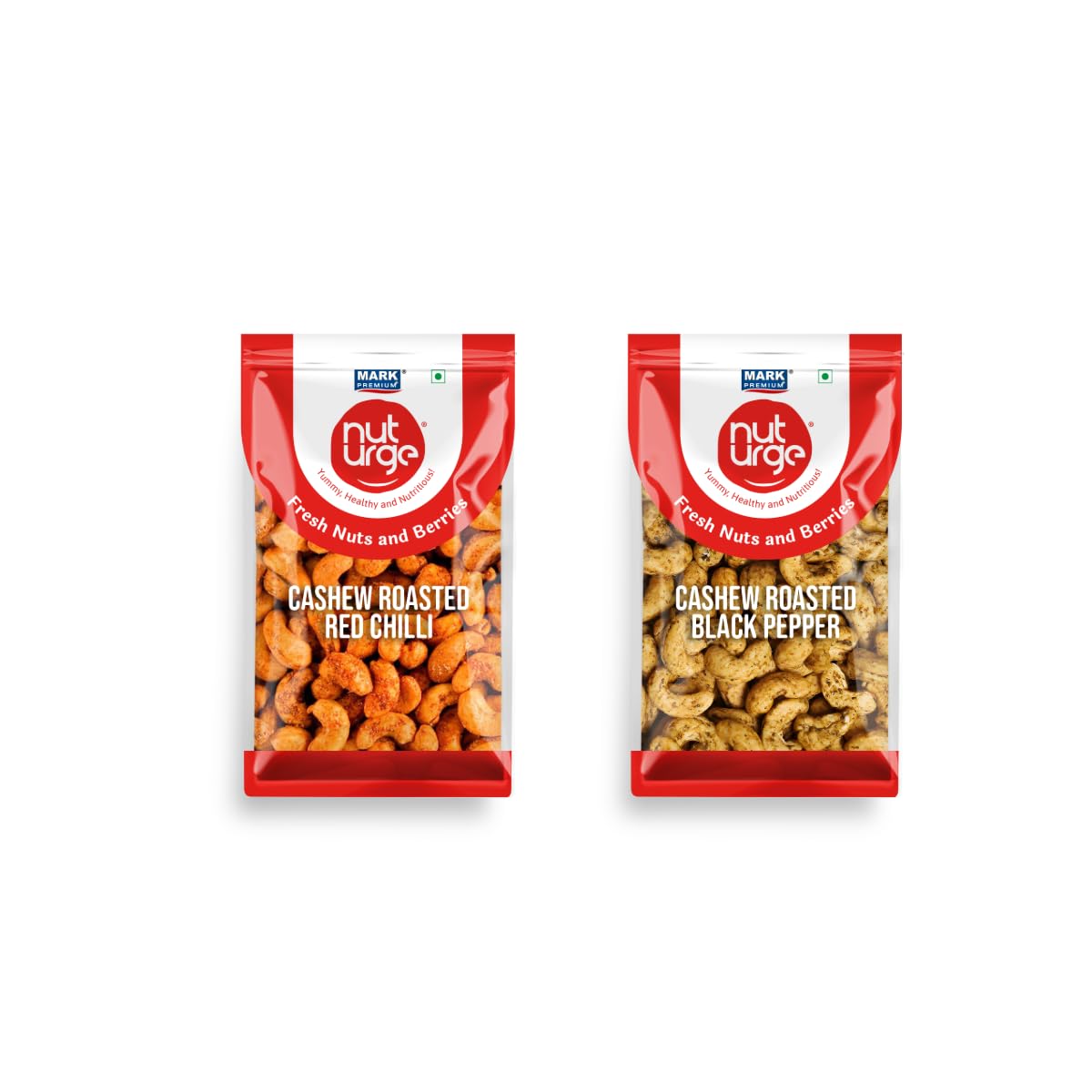 NUT URGE Roasted Red Chilli Cashew & Black Pepper Cashew (250g) Combo Pack | Nutrient-Rich | Healthy & Delicious Snack | No Added Sugar & Preservatives | Ideal for Office, Travel, Seasoning,Pack of 1