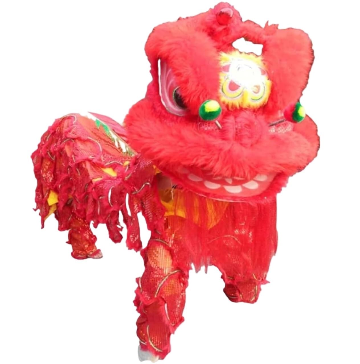 Krxsobnv Red Lion Dance Clothes, Prop Adult Outdoor Sports Performance Traditional Costume