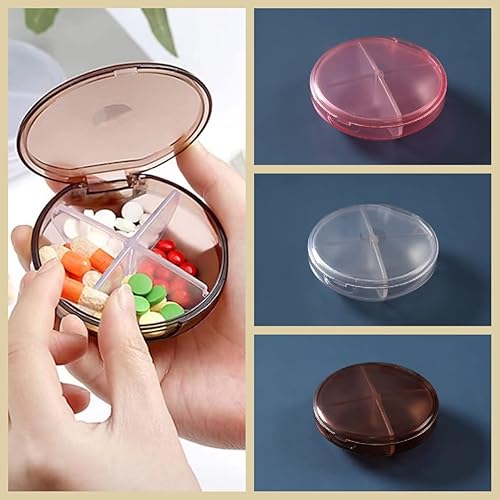 Miniatura 6 de Paquete de 3 pastilleros impermeables, portátil, mini pastillero semanal, 4 compartimentos separados para monederos, bolsillo para viajes,