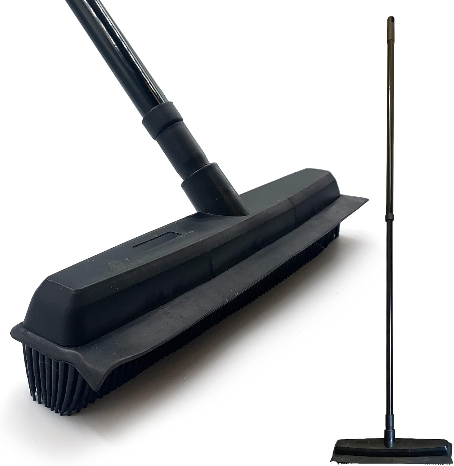Rubber Broom Indoor with Telescopic Metal Handle, Silicone Broom Rubber
