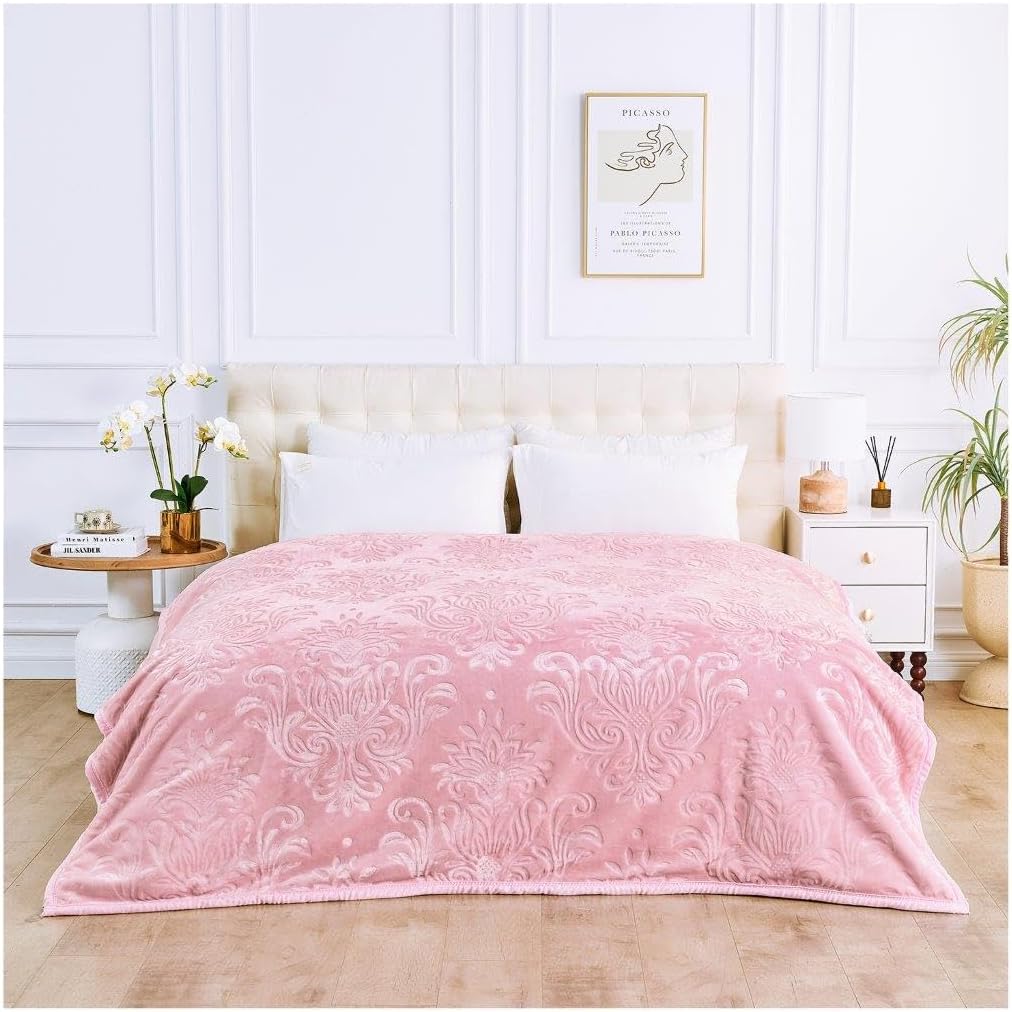 GC GAVENO CAVAILIA 4kg Heavy Weighted Blanket King Size – 2Ply Fleece Blanket – Warm, Thick Bed Throws Heavy Blanket – Stress-Anxiety Relief, Deep Sleep Blankets for Bed (200×240 cm) – Blush Pink