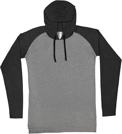 LAT Mens Hooded Raglan Long Sleeve Fine Jersey Tee 6917