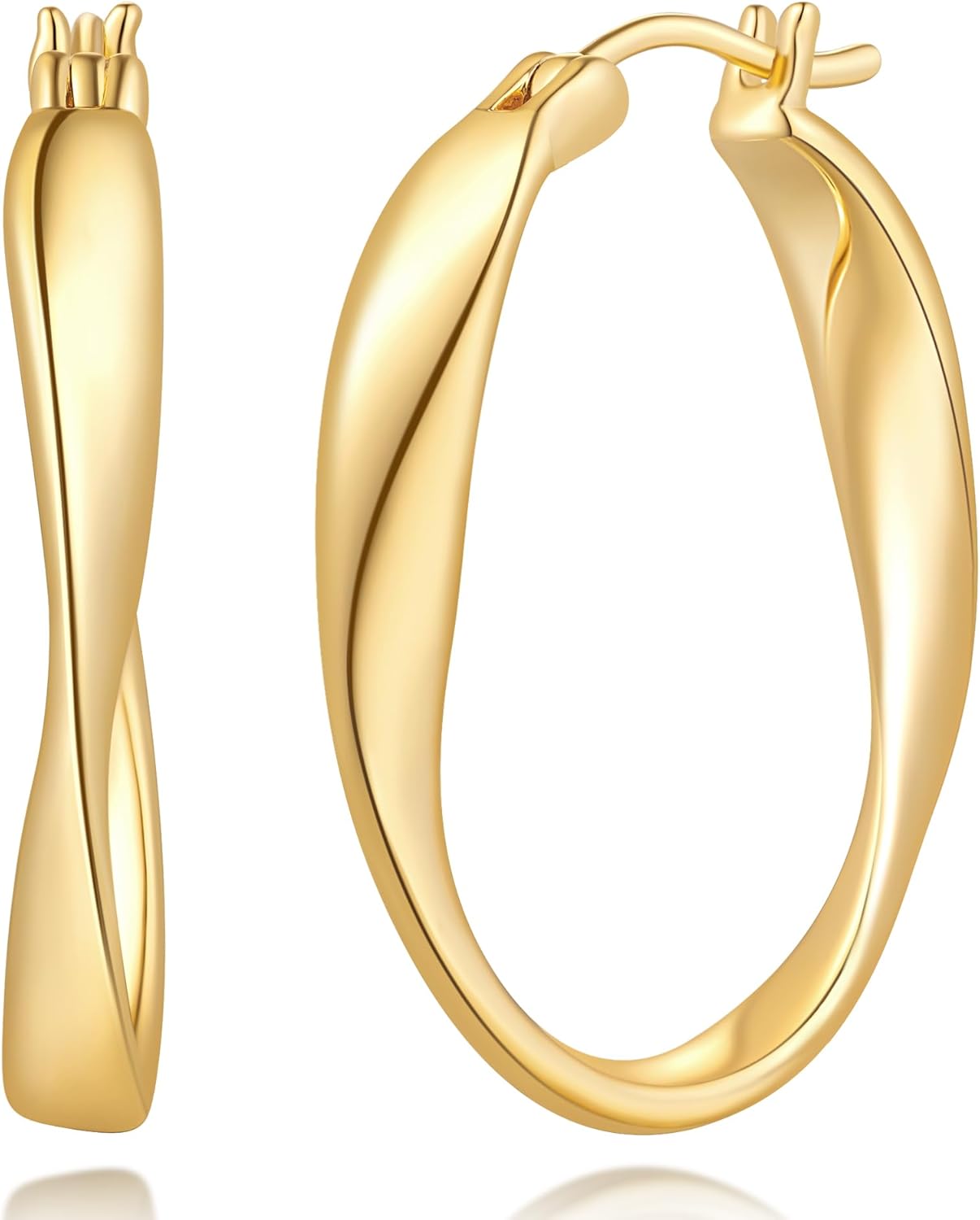 Gold Hoops Earrings for Women 14K Gold Earrings for Women Hoops Earring for Womens Hoop Wave Design with Luxury and Grace Hoop Earring for Womens