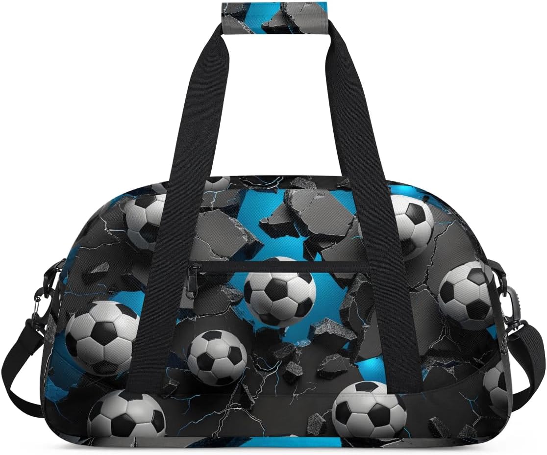 Soccer Ball Duffle Bag for Kids, Overnight Weekender Bag Travel Duffle Bag Carry-On Tote for Swim Sport Gym Bag for Boys Girls