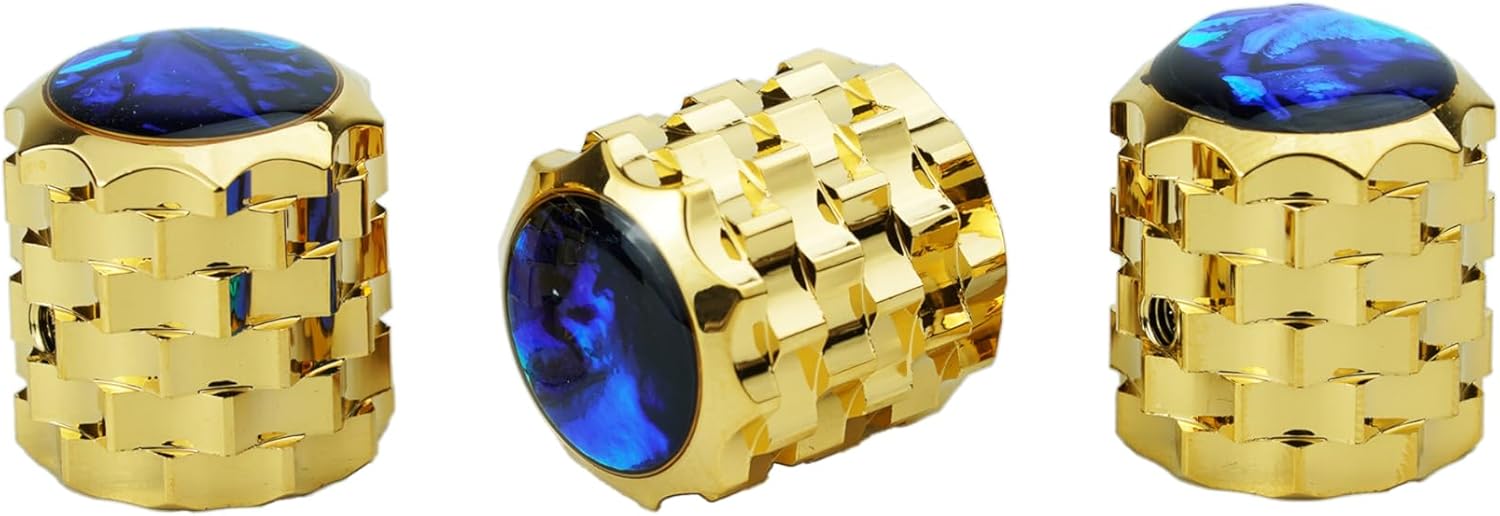 Guyker Guitar Potentiometer Control Knobs with 6.3mm Dia. Shaft Pots, 3PCS Gold Foil Starburst Aluminium Alloy Speed Tone Volume Switch Knob for Electric Guitar Precision Bass, CKB028-A Chrome