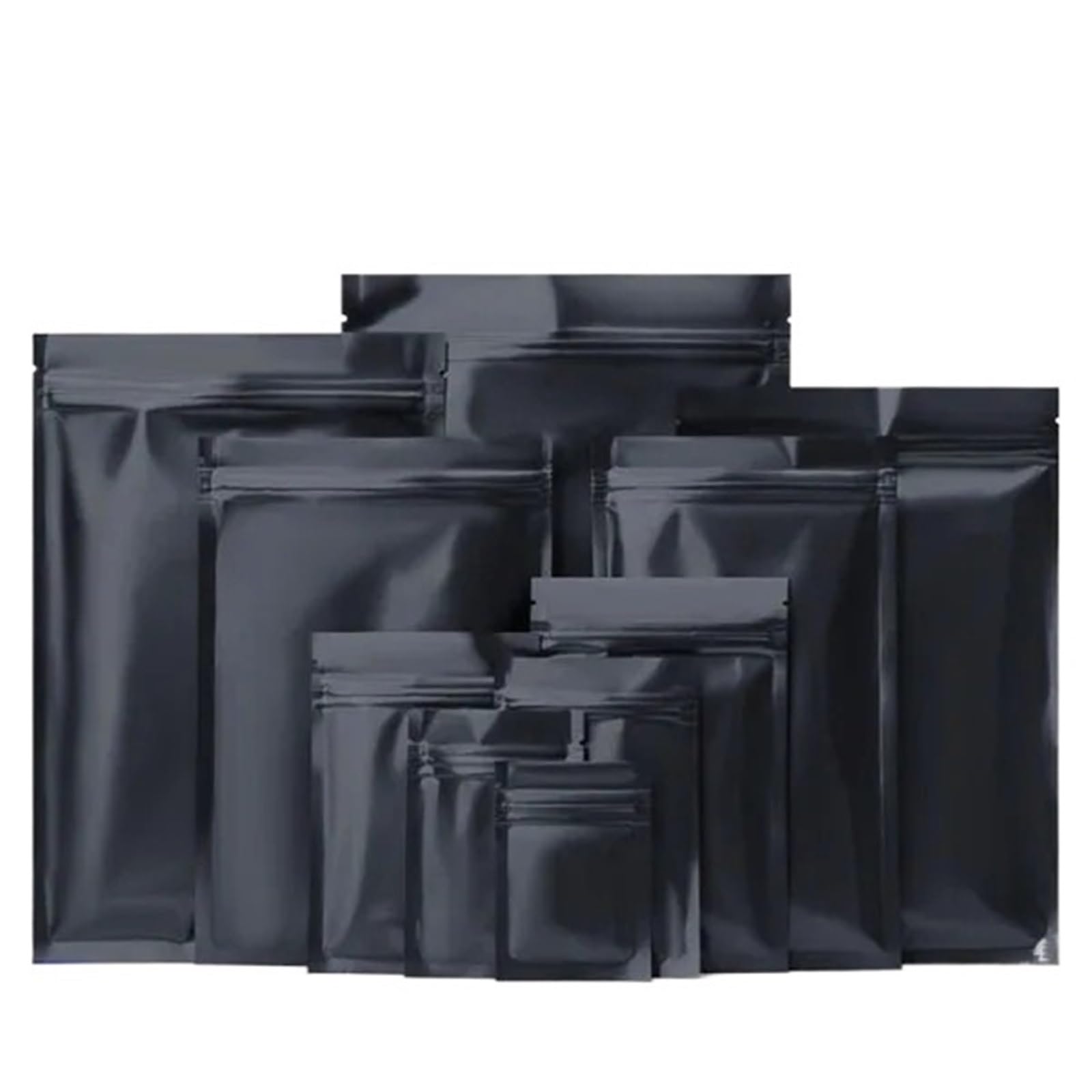 Bolsas planas Bolsas planas con cierre hermético de aluminio resellable for té, alimentos, dulces, joyas, sellado térmico(Black,100pcs,20x30cm)
