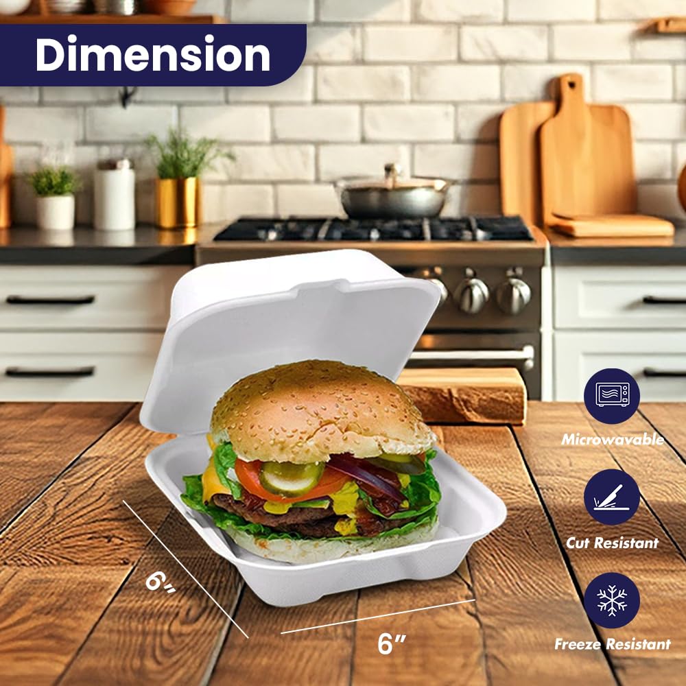 Klex Eco-Friendly Mineral-Filled PP Clamshell Takeout Food Containers 8 Inch 150 Pack Microwave Freezer Safe 8 X8 X3 150 Count - View #12