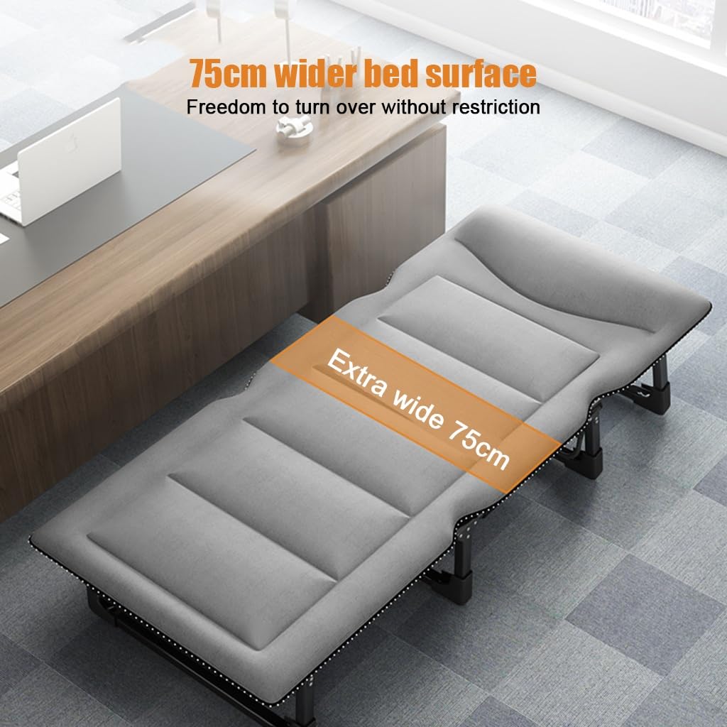 Faltende Campingbetten für Erwachsene mit weicher Matratze, Heavy Duty Robuste 29.5" Extra breite Lagerbett, Starke dickere Rohre Schlafbett im Freien Reisebüro