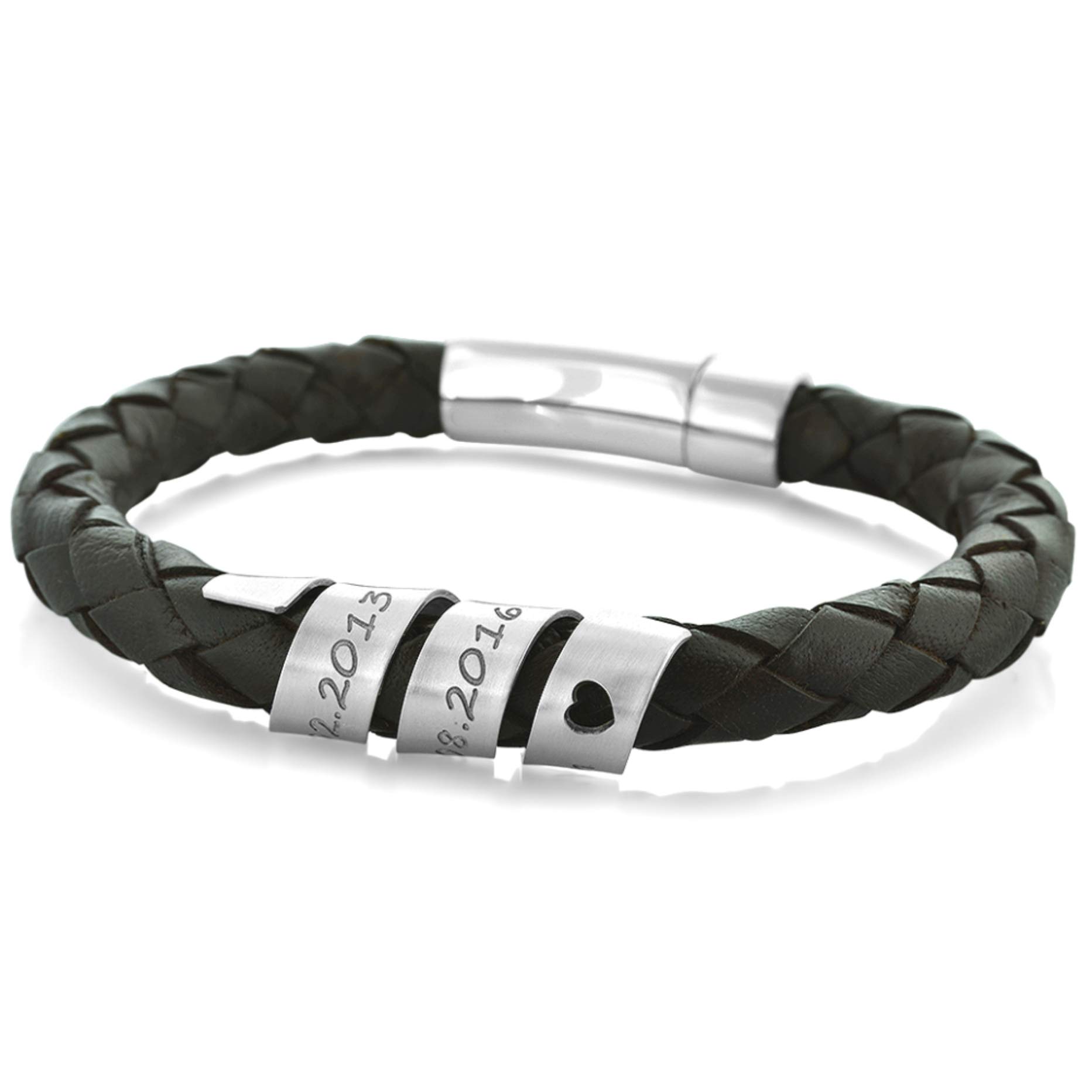 Herren Armband Leder mit Gravur Männer Armband 925 Silber Schmuck für Mann Lederarmband geflochten Herren Namen Bajonett Herrenschmuck mit Text | HANDMADE IN GERMANY