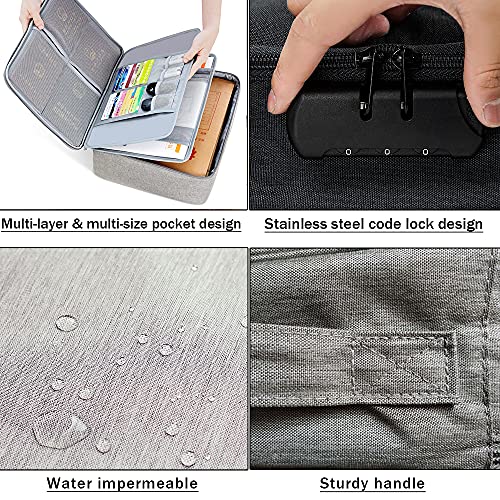 Image of Multi-function Document Organizer,Safe File Storage Bag with Lock,Portable Home Office Travel File Folder for Certificates,Laptop,Bank Cards,Passport,Contracts,Cards (Black)