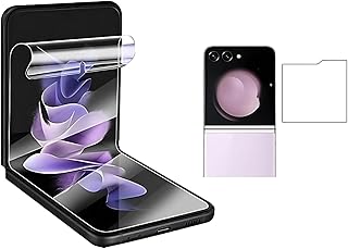 شاشة حماية امامية جيلاتين 2 في 1 شفافة + خلفية بلاستيكية صغيرة مضادة للصدمات متوافقة مع سامسونج جالاكسي Z فليب 5 من واتس موب