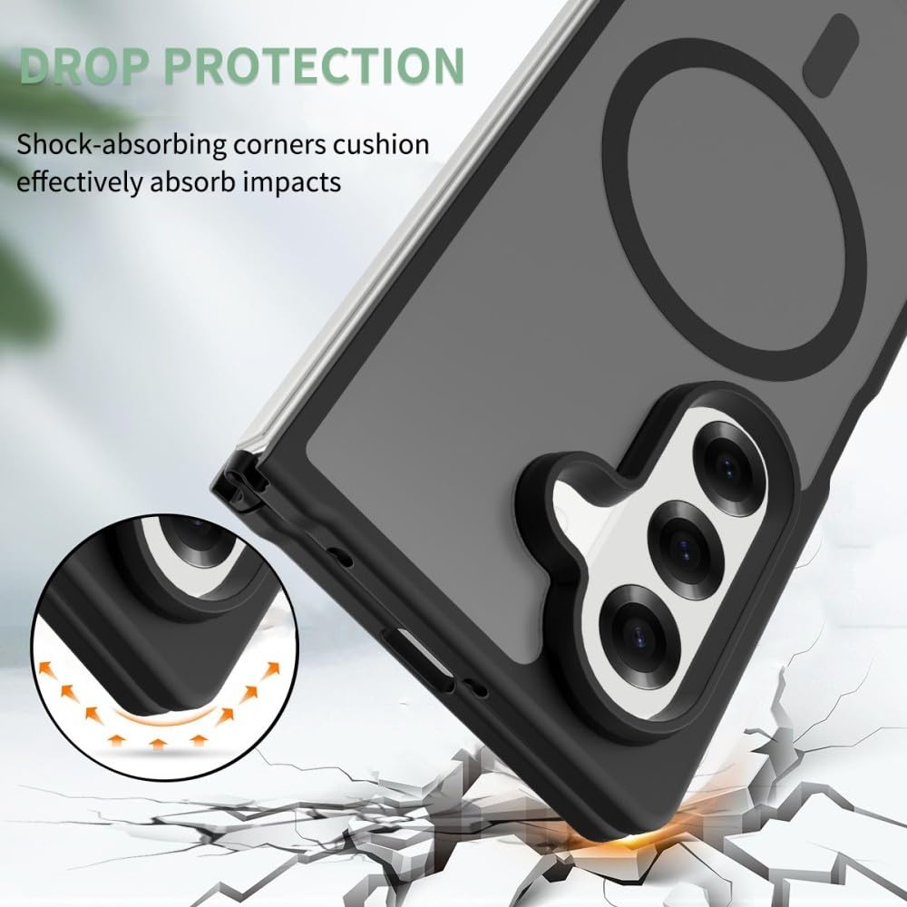 Generic Étui compatible avec Samsung Galaxy Z Fold 7 (couleur : transparent) coque arrière mate antichoc magnétique