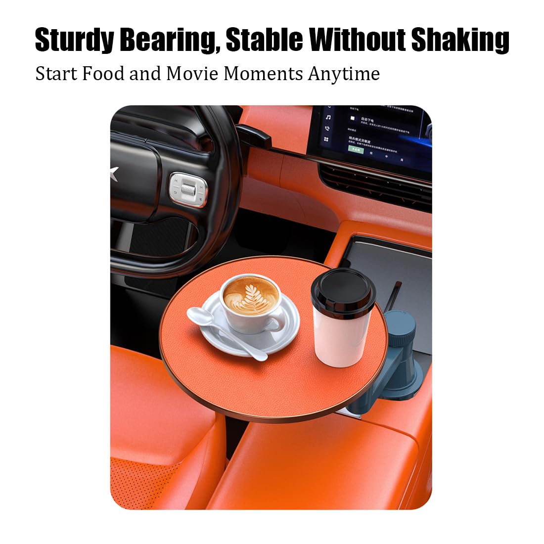 Tragbarer Autositz Tabletttisch, 360° Drehbarer Verstellbarer Montierbarer Laptop Auto Tisch Organizer Für Auto Fahrersitz, Rutschfeste PU-Leder Platte Für Mahlzeiten, Arbeit, Studium