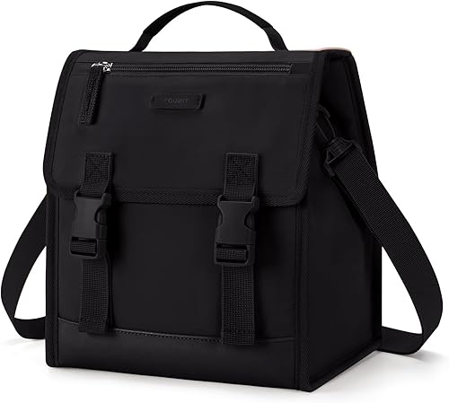 TOURIT Bolsa de almuerzo con hebilla, lonchera aislada para mujeres y hombres, trabajo, al aire libre, color negro