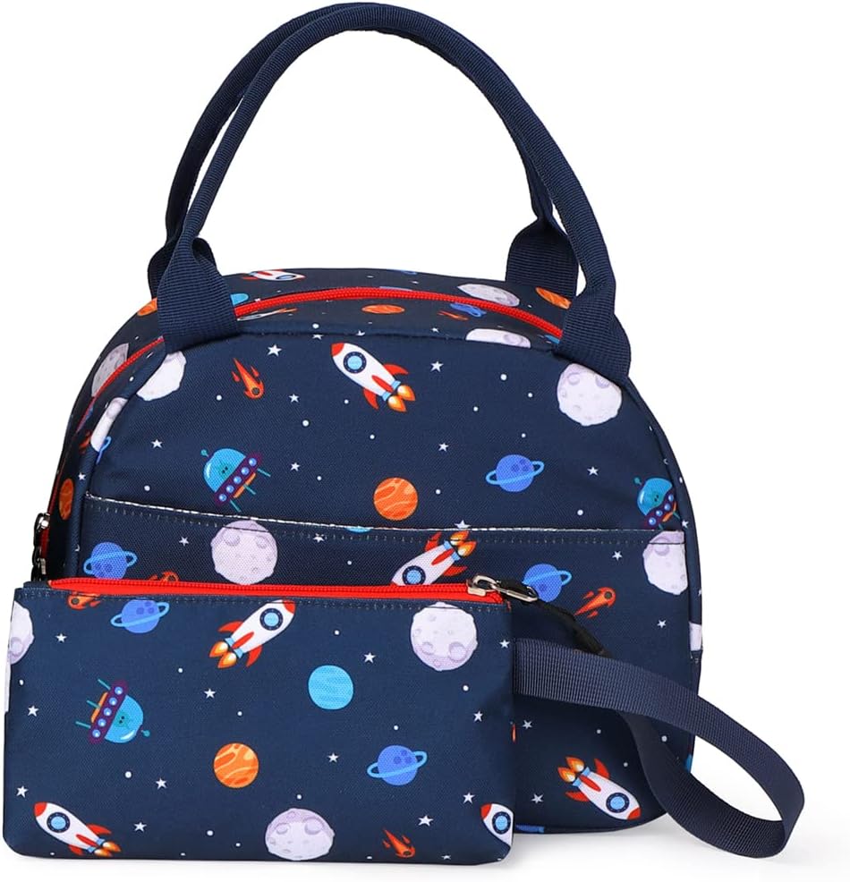 Dorlubel Lightweight Backpack for Boys School Backpack with Insulated Lunch Tote & Pencil Case Preschool Kindergarten Elementary Book Bag Set(Navy Blue Space) - Image 3