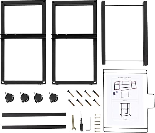Miniatura 9 de Carros de archivo de metal de 2 niveles con ruedas, archivos colgantes para tamaño carta, carpeta de archivos extraíble movible, estante para cajón