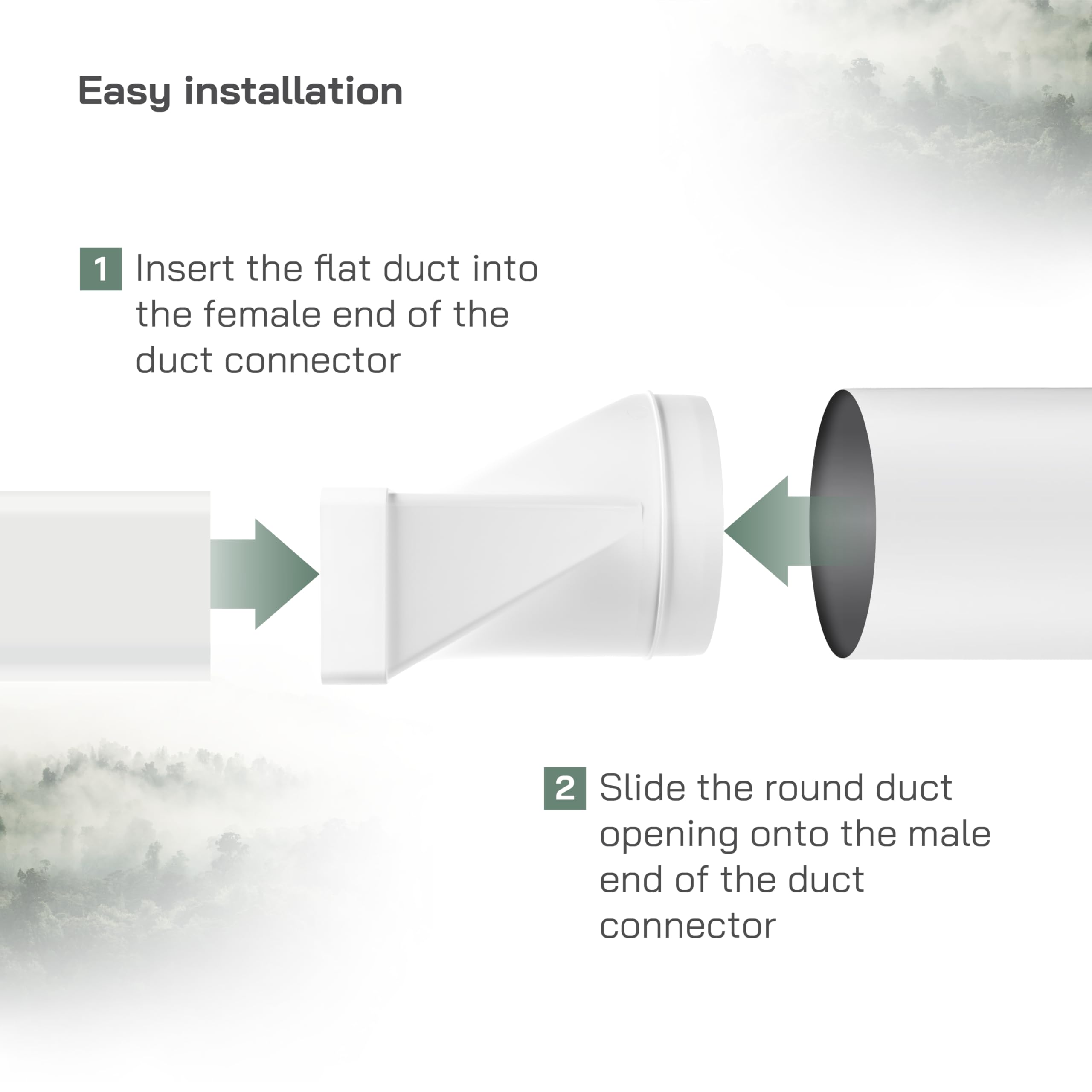 Vent Systems 220x90 mm en el conector de tubería rectangular de Ø150 mm para la conexión del tubo redondo. Sistema de ventilación, calefacción, enfriamiento - No apto para equipos de AC.