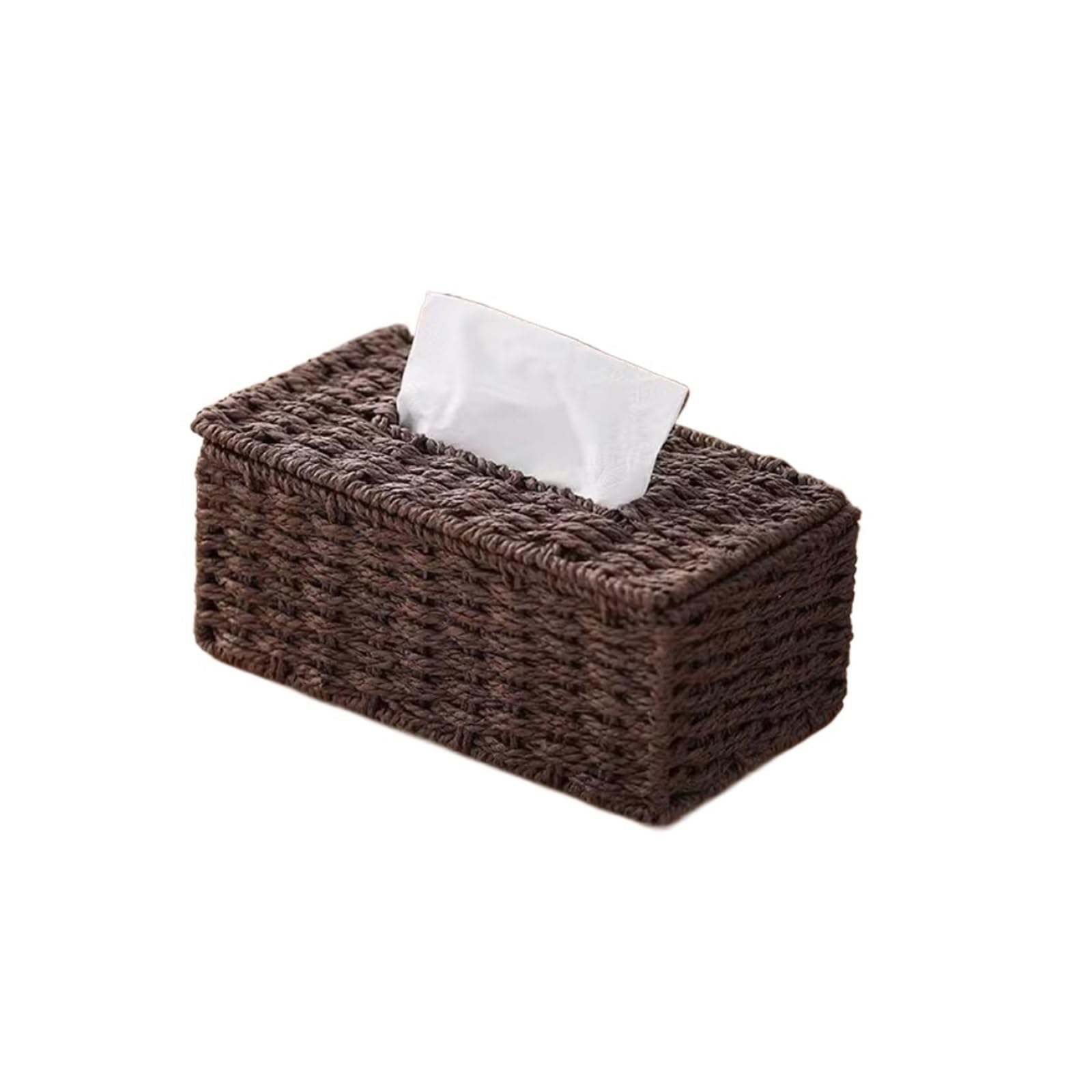 Rattan Tissue Box Cover Imitation Rattan Woven Tissue Box Large Capacity Vintage Napkin Holder Paper Towel Office(Coffee)