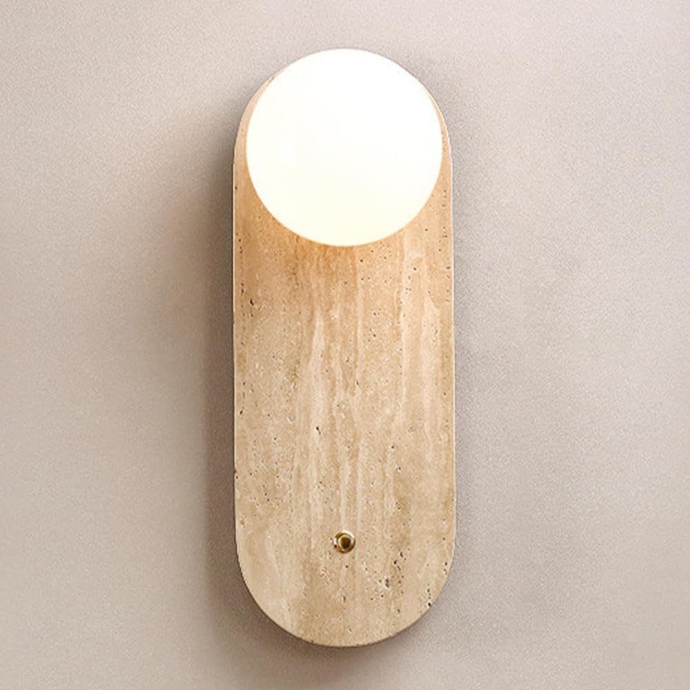 SMCCYYSD Globe Wall Lamp Natural Stone Sconce with Switch Nordic Light Art Deco Sconces Lighting Fixture Living Room Lights Bedroom Bedside Hallway Lamps