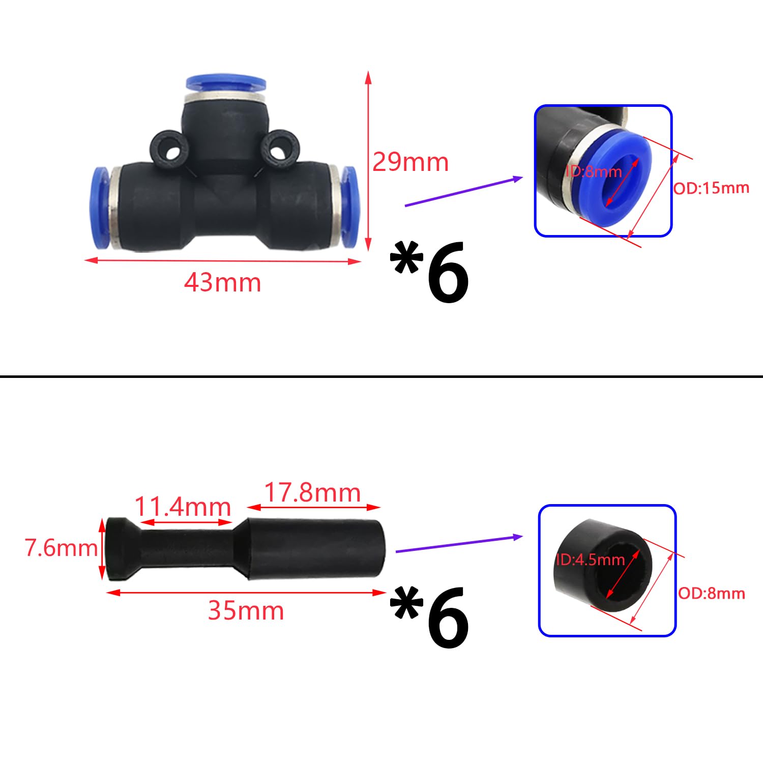 CESFONJER Kit De Boquilla Atomizadora De Doble Cabezal Tipo Y De Latón, Cabezales De Goteo De Riego Ajustables 360°, Con Adaptador De Conexión Rápida De 8 mm Para Riego De Césped, Terraza Y Jardín