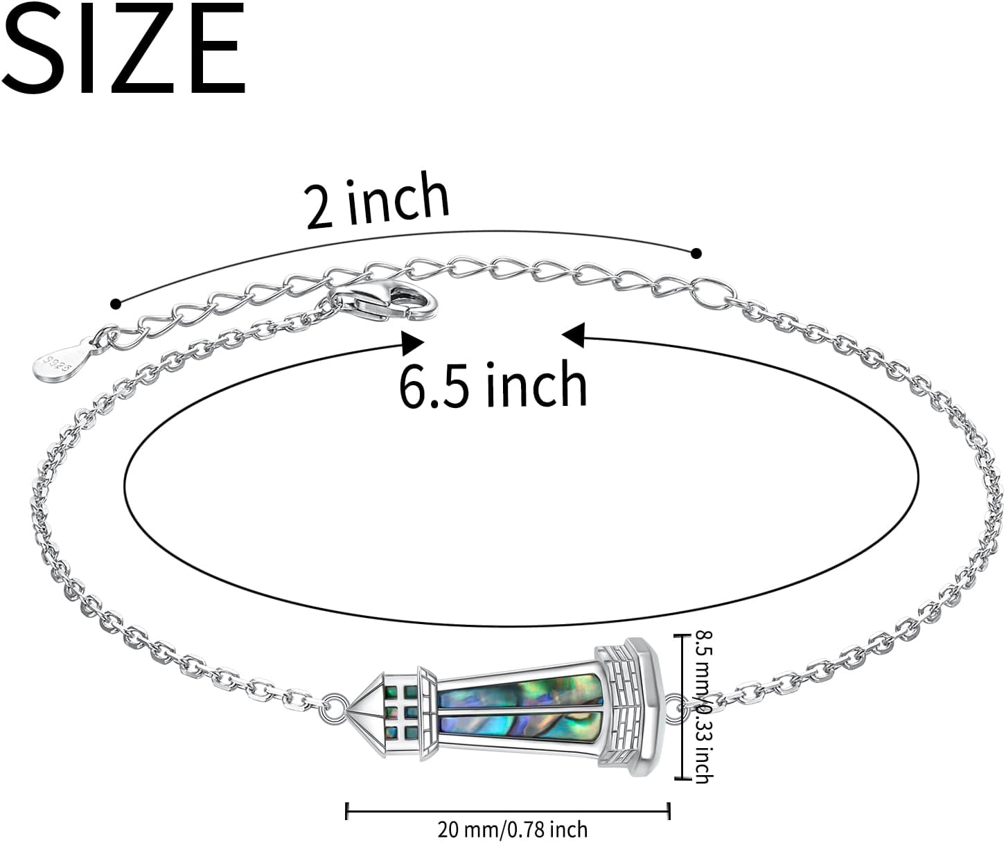 FLYOW 925 Sterling Silver Adjustable Lighthouse Teach Love Inspire Apple Just Breathe Bracelet for Women Inspirational Cuff Bangle Bracelets Birthday Graduation Gifts