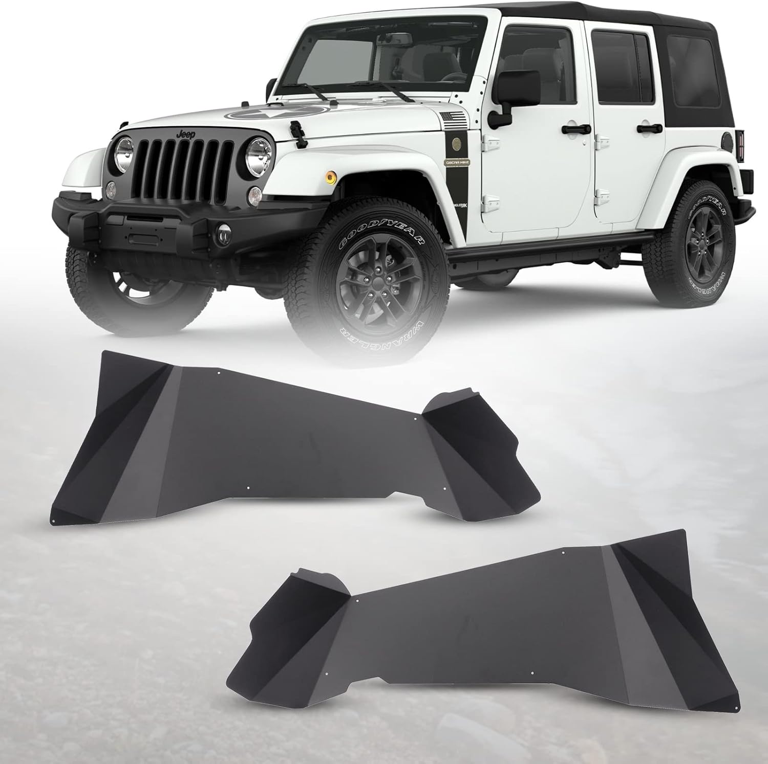 Rear Inner Fender Liners for 2007 2008 2009 2010 2011 2012 2013 2014 2015 2016 2017 2018 Jeep Wrangler JK 2-Doors & 4-Doors Offroad Fender Flare Wheel Well Cover Splash Mud Guards