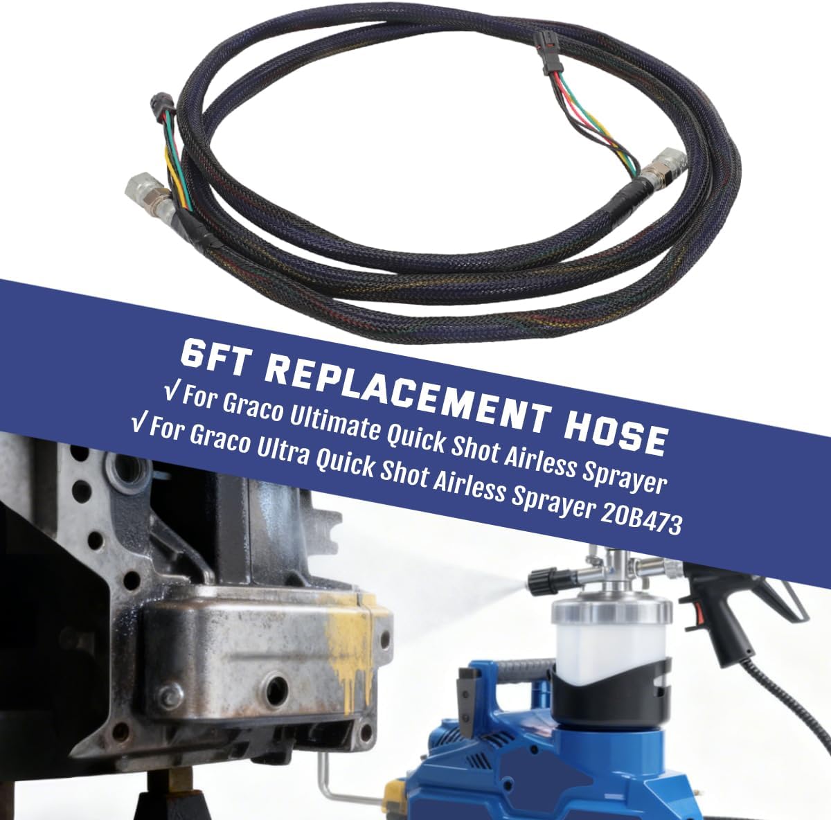 6FT Replacement Hose for Graco Ultra/Ultimate Quick Shot Airless Sprayer