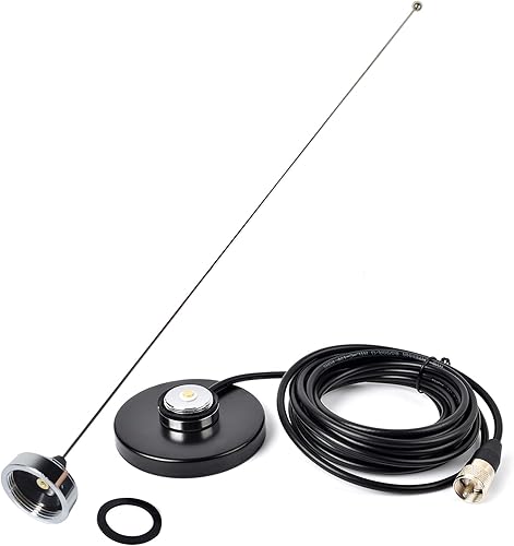 HYS Antena amateur de banda VHF de 2 M 144 MHz (136-174 Mhz) con base magnética de montaje NMO W/16.4 ft (16.4 pies) Cable coaxial RG58 PL-259