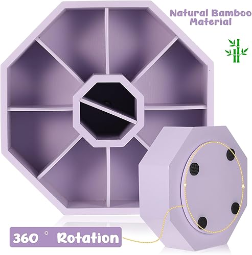 Miniatura 4 de Bamboo Rotating Pencil Holder Marker Organizer Art Supply 360 Rotating Pastel Pen Organizer Gifts for Christmas Desktop Storage Caddy, Crayon,