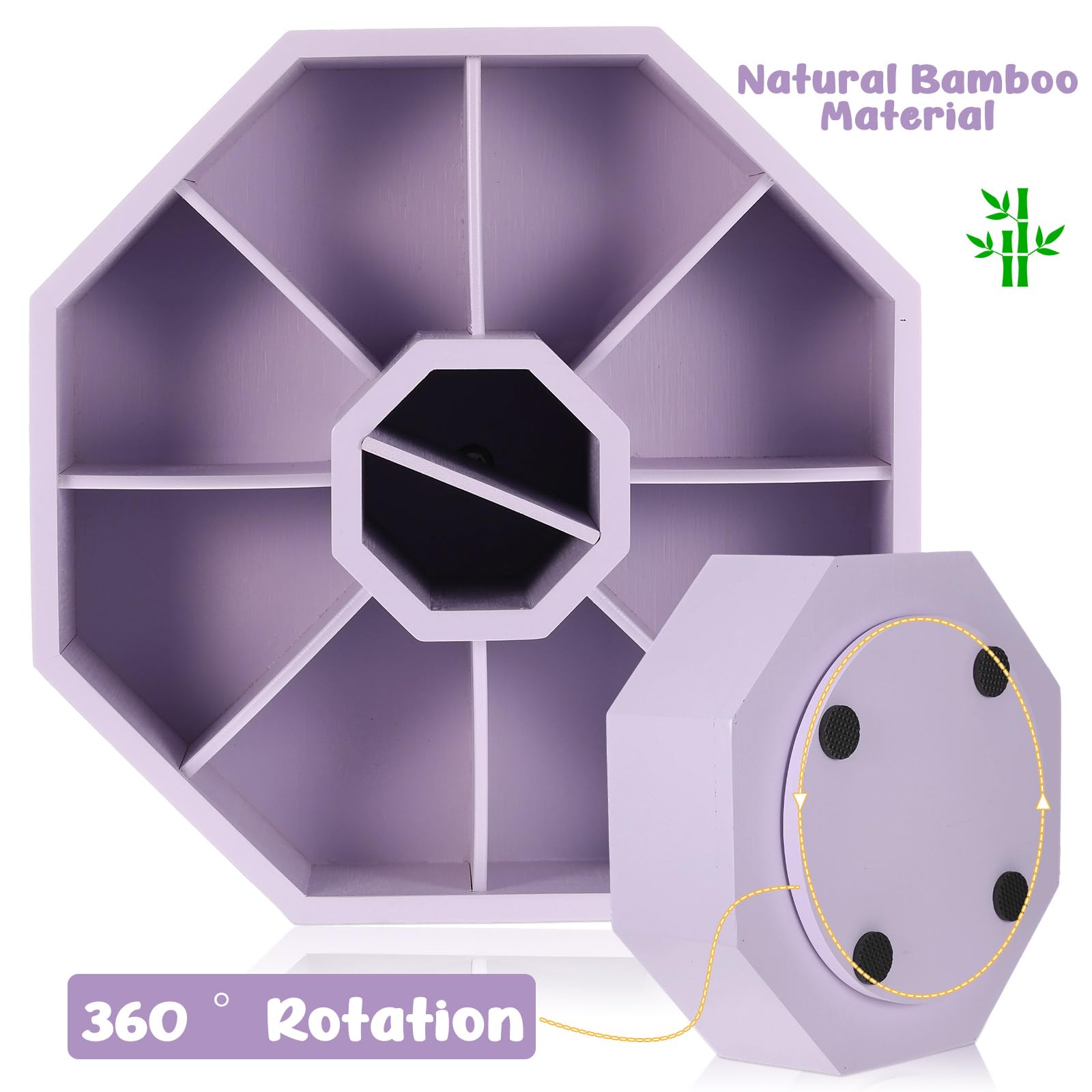 Soporte giratorio de bambú para lápices, organizador de suministros de arte, escritorio giratorio de 360°, organizador de bolígrafos pastel, regalos para Navidad, organizador de escritorio