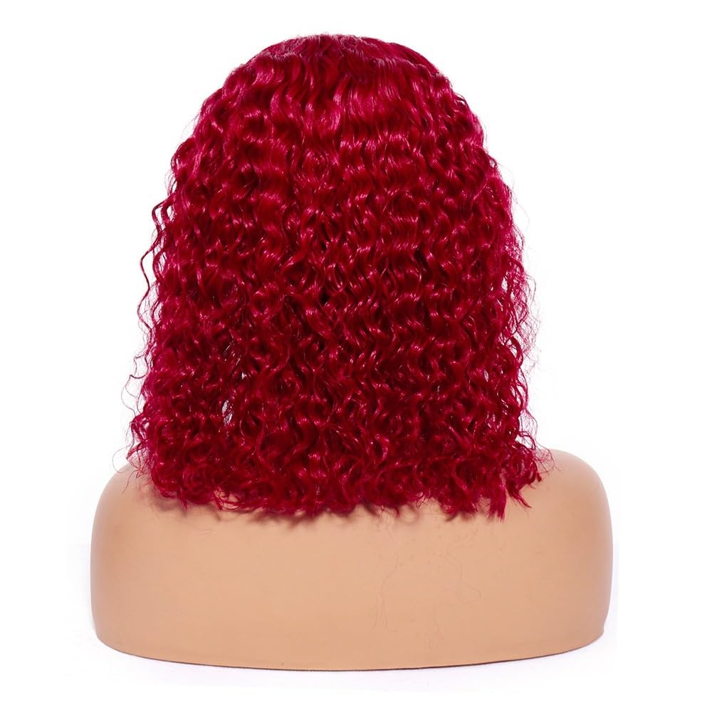 Parrucca BOB riccia da 8 pollici Capelli umani 200 Densità 13x4 HD Parrucche anteriori in pizzo a onde profonde for le donne