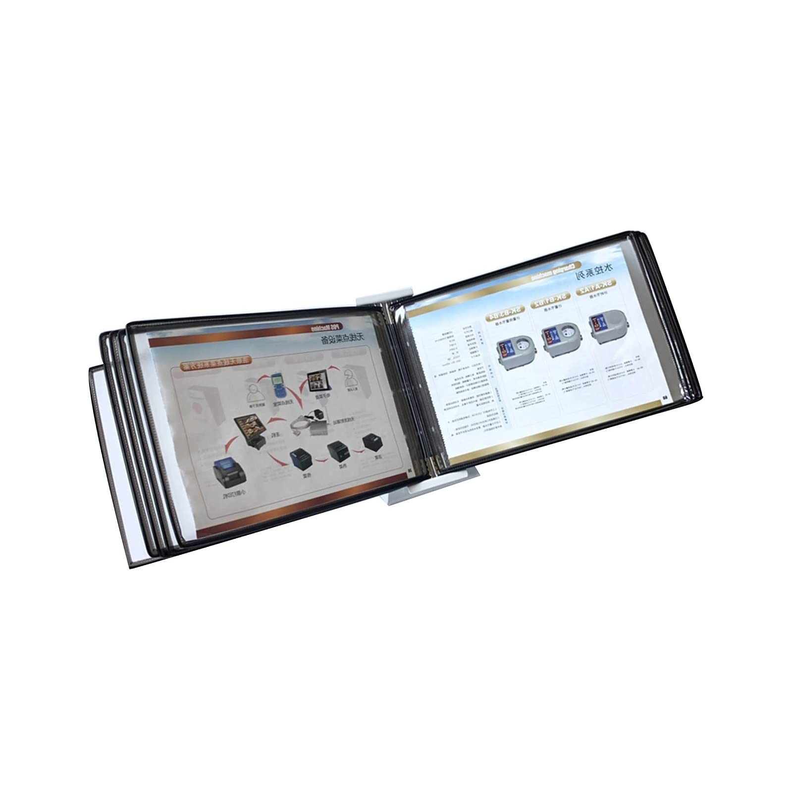 OLSKFUH Desktop Reference Organizer - Desktop Flip Display Folder Horizontal Catalog Reference System Wall-Mounted A4,Black