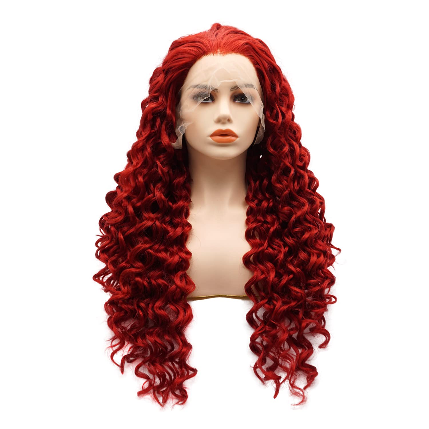 View 1 of ****STRAIGHT HAIR NOT CURLY ****** LUSHY BEAUTY Hair Synthetic Lace Front Wig  Long 26inch Red Heavy Density Heat Resistant Realistic Wig