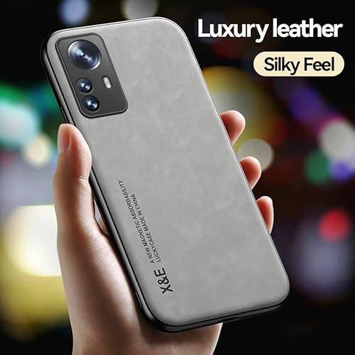 Miniatura 7 de Kepuch Silklike Case para Xiaomi 12 - Cubierta de parachoques Placa de metal incorporada para Xiaomi 12 - Gris