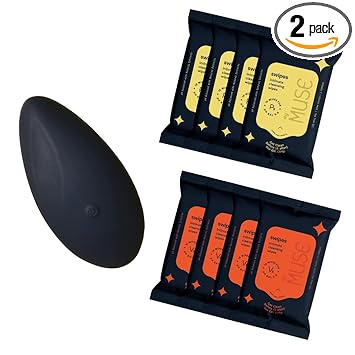 MYMUSE Swipes Cleansing Wipes For Men Women Pack of 8 (4V + 4P) & Palm Personal Massager for Him & Her (Inkpen Blue)