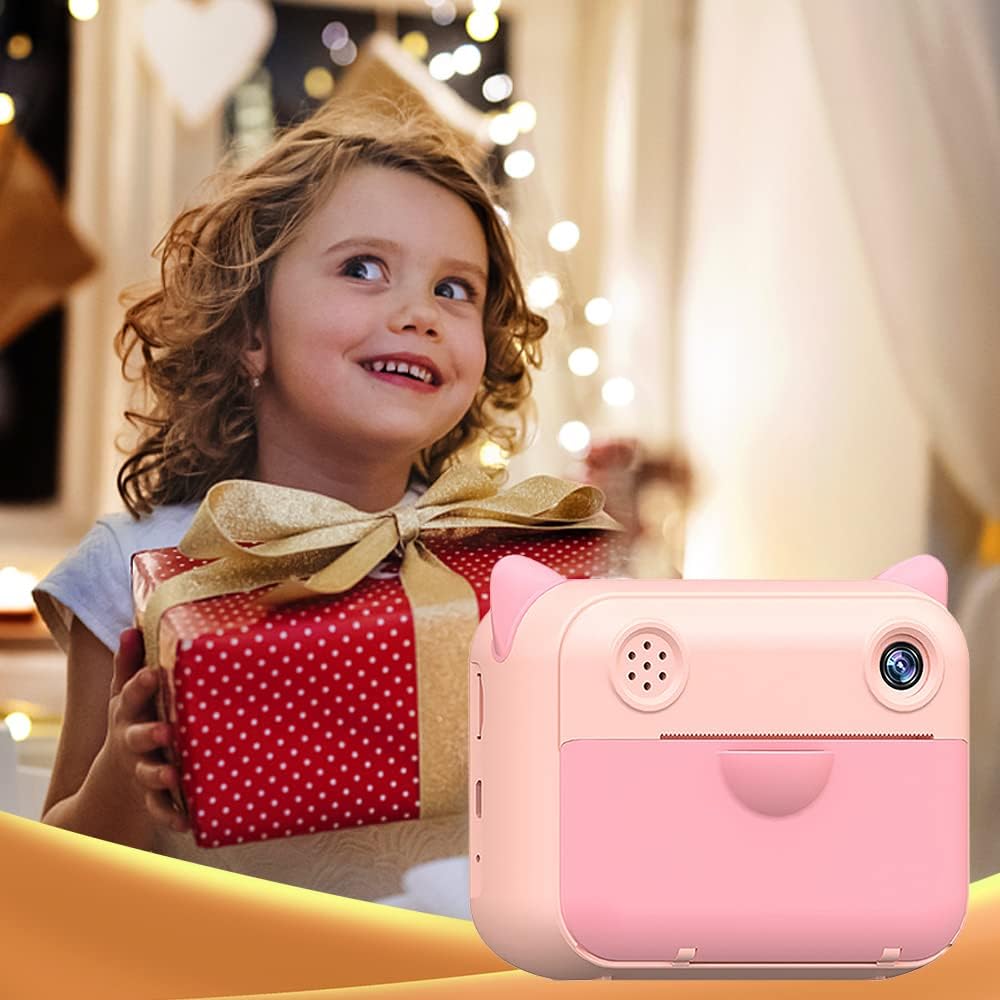 Andoer Cute Kids Instant Print Camera 1080P Digital Video Camera Dual Camera Lens 12MP 2.4 Inch LCD Screen Built-in Battery Birthday Festival for Boys Girls