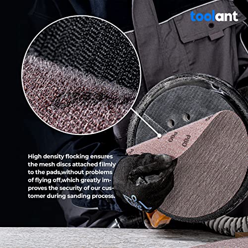 Image of toolant Mesh Abrasive 9 inch Drywall Sander Sandpaper (120 grit - 10pcs), Dust-Free Hook and Loop Drywall Sanding Disc