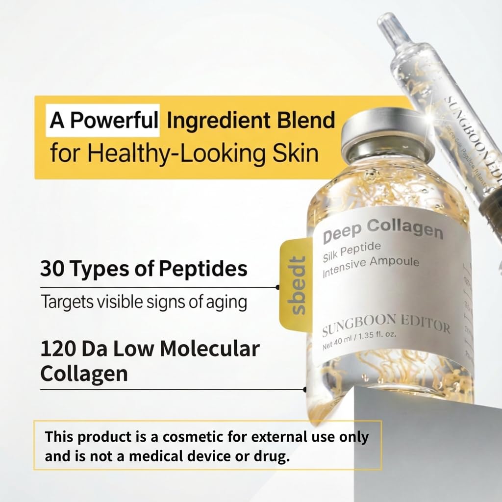 SUNGBOON EDITOR Intensive Collagen Care Duo | for Wrinkles, Skin Tightening & Dry Skin | Silk Peptide Intensive Lifting Ampoule & Retinol Capsule Cream | Korean Skincare - Image 9