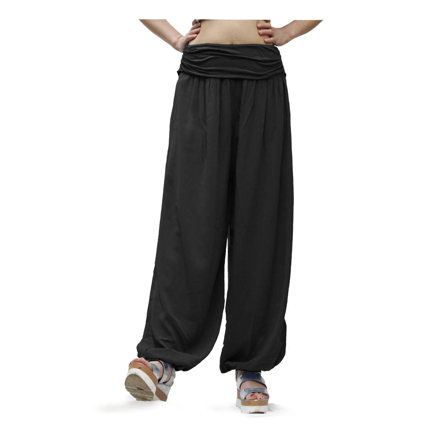 Gloop Damen Pumphose Haremhose Freizeithose Sommerhose Hose in Blumen Muster oder UniFarben HS201701