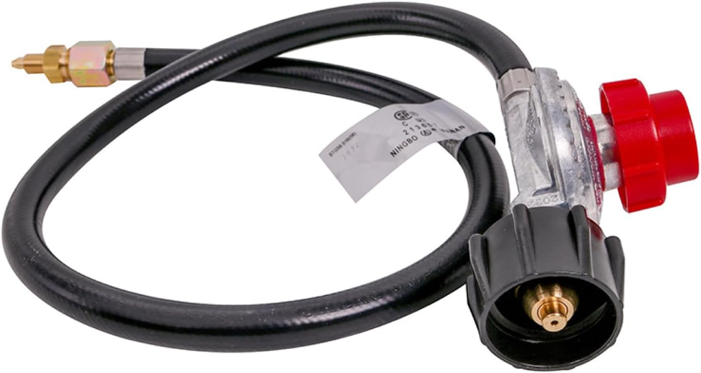 Nexgrill 36" Propane Regulator and Hose – Adjustable 10 PSI LP Gas Regulator with 1/8" Male Connector – Fits Turkey Fryers, Grills, Burners – Black, Model 711-0010