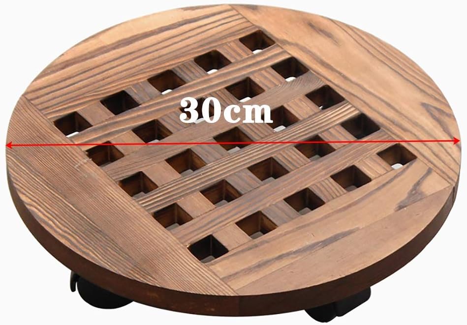 Plant Trolley Plant Pot Trolley,Natural Wooden Plant Pot Trolley,Rolling Planter Potted Plant Stand with Wheels Round Flower Pot Rack,Indoor Outdoor Garden Plant Mover On Wheels,Vintage STYL