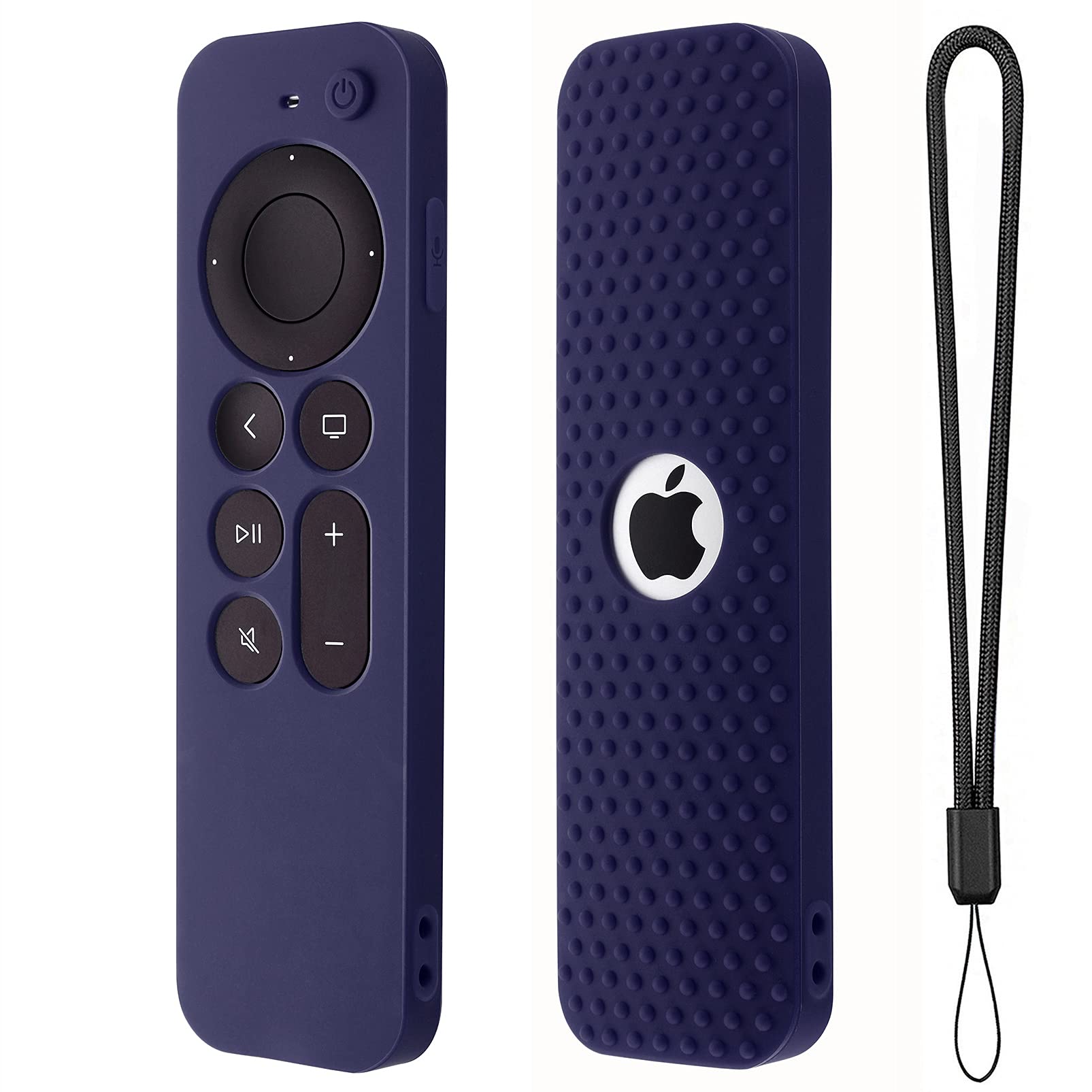 Hi Color Silicone Cover Compatible with Apple TV Siri Remote 3rd 2023 Shockproof Protective Case for Apple TV 4K 2nd 2021 Remote Sleeve with Lanyard(Dark Blue)