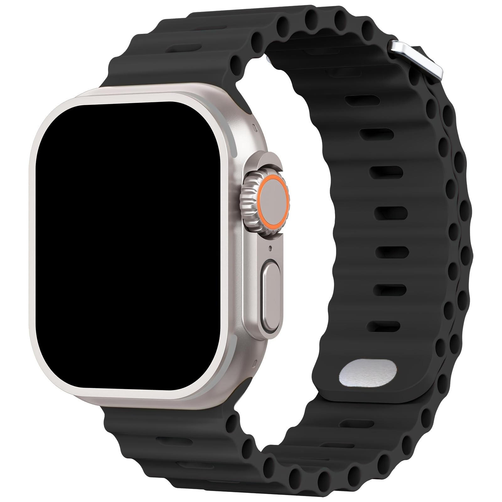 Compatible with Apple Watch Ocean Bands 38mm 40mm 41mm 42mm 44mm 45mm 46mm 49mm Women Men, Soft Silicone Wristbands Replacement Strap for iWatch Ultra 2 Ultra SE Series 10 9 8 7 6 5 4 3 2 1 Black 38/40/41mm