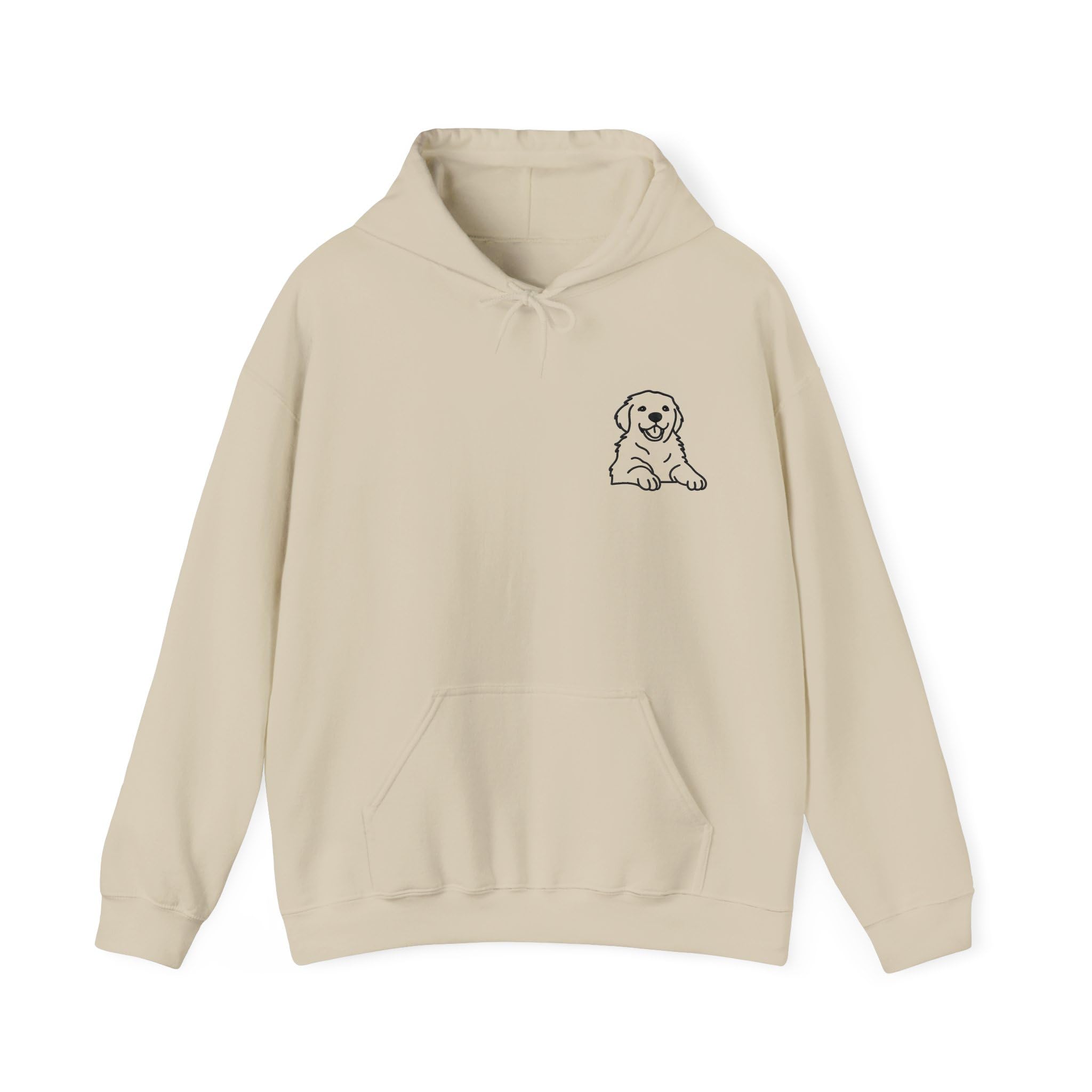 Personalised Pet Outline Hoodie – Custom Embroidered Dog or Cat Sketch from Photo, Unisex Fit, Gift for Pet Lovers, Memorial Animal Portrait Jumper Sand