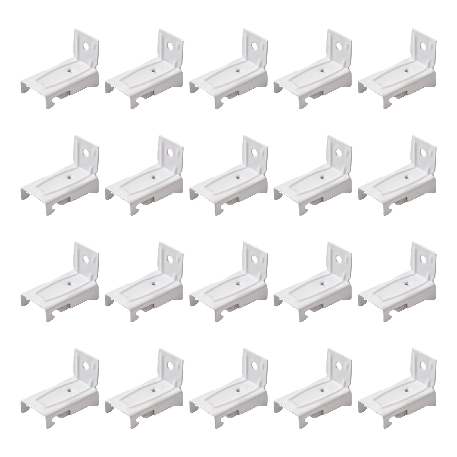 UFURMATE Wall Mount Curtain Track Bracket, 20Pcs Stainless Steel Bendable Curtain Track Wall Mount Hardware Side Wall Mount Brackets for Flexible Curtain Track (White)