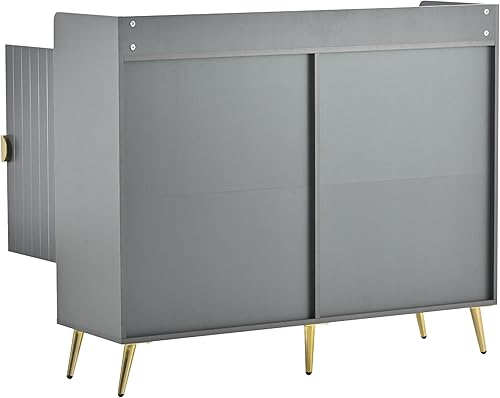 Miniatura 7 de Zapatero de pie independiente para entrada, armario de almacenamiento de zapatos de 5 niveles con puertas y estantes ajustables, armario de