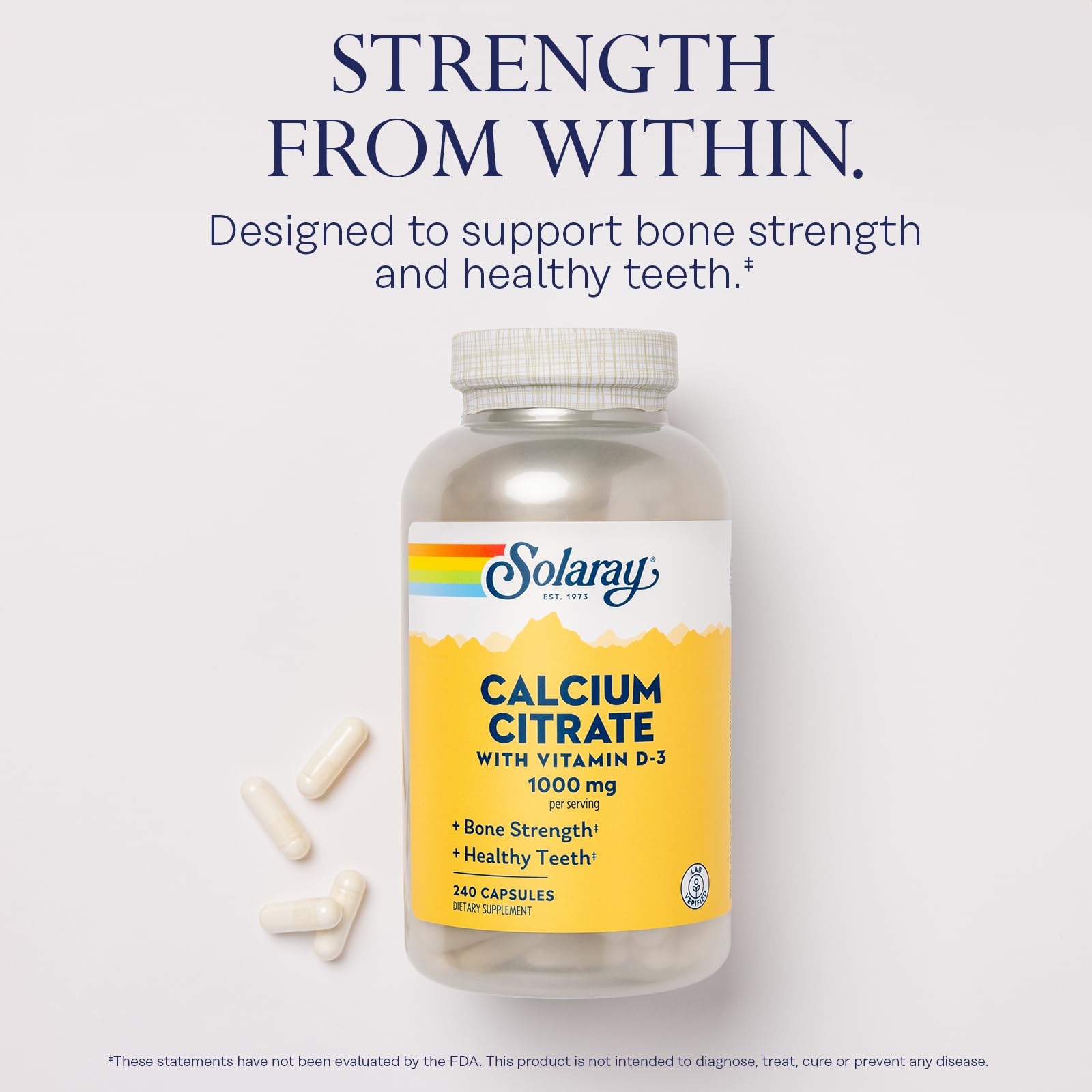 SOLARAY Calcium Citrate with Vitamin D3 1000 mg, 240 Capsules — Amazon image 3