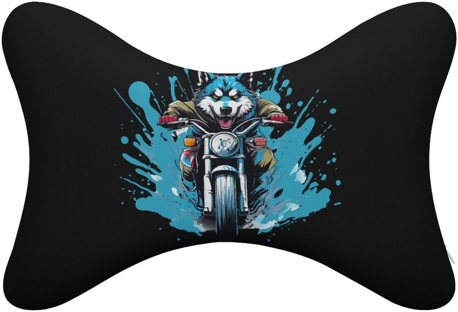 Husky Riding Motorcycle 2 Pack Car Neck Pillow Car Headrest Soft Car Pillow for Most Cars