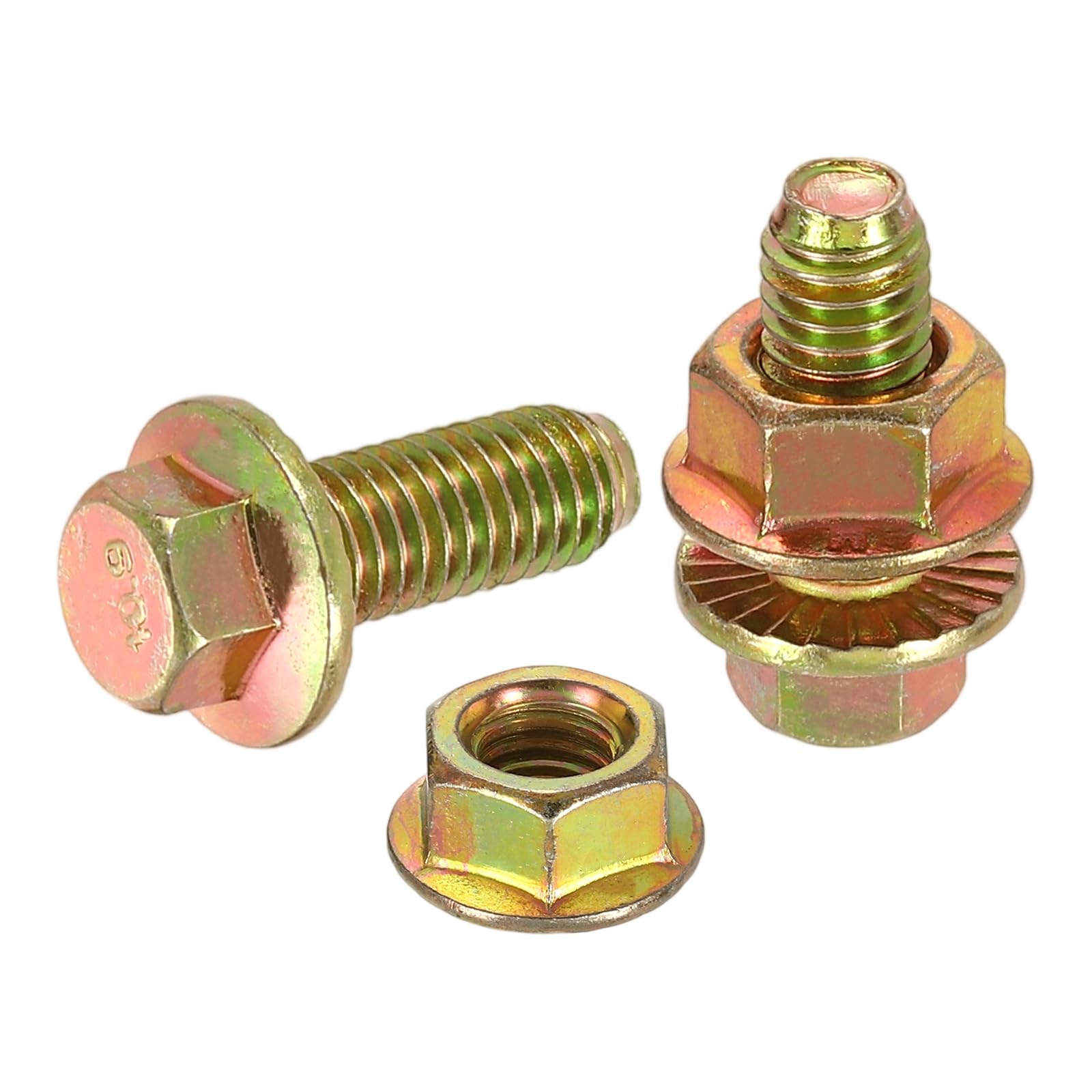 sourcing map M8 x 20mm Flanged Hex Head Bolts, 10Pcs Zinc-Plated Carbon Steel Flange Hexagon Screws with Nuts, Fully Threaded, for Machinery Industry Home Appliances